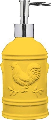 Ceramic yellow rooster soap dispenser for a modern