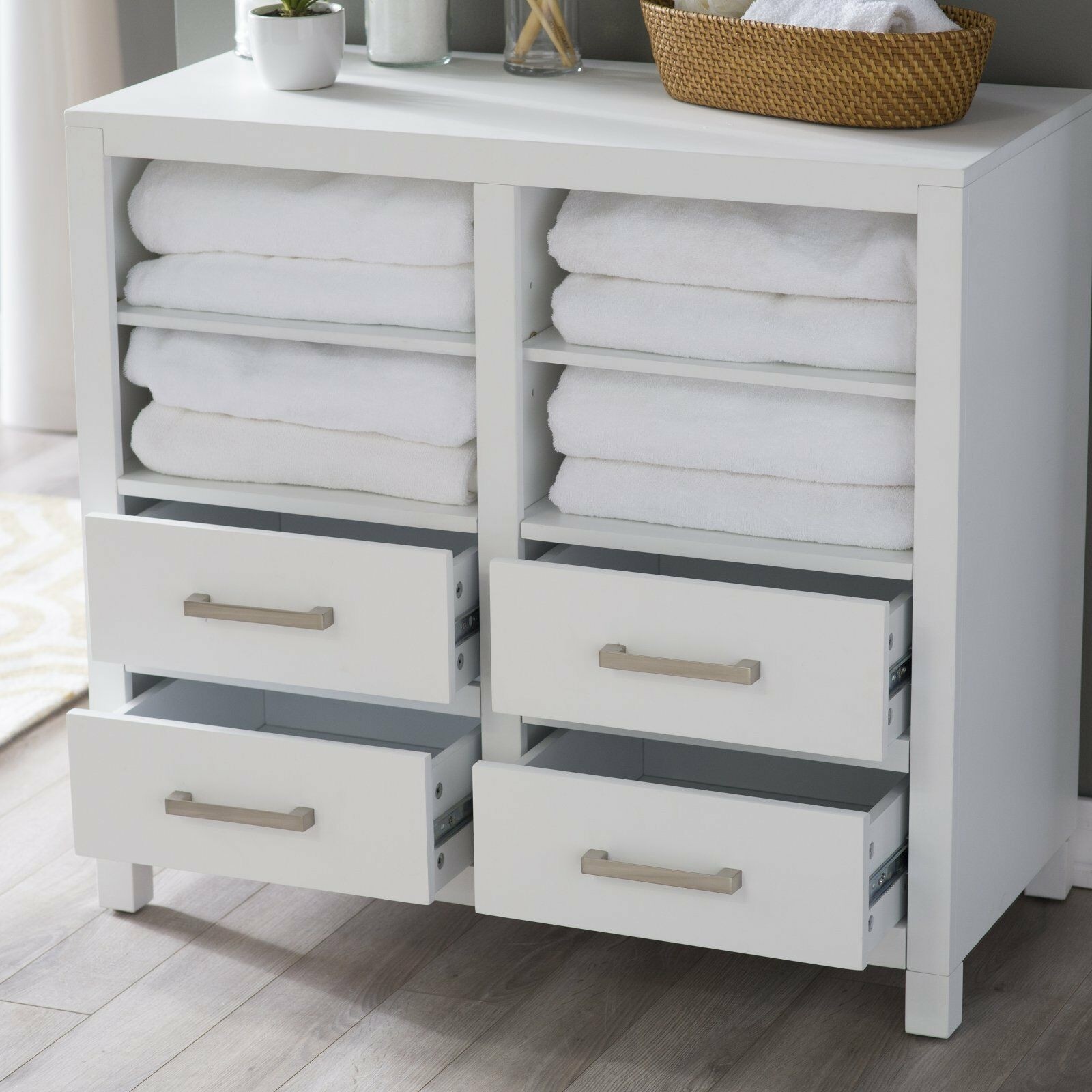 Classic white freestanding bathroom storage cabinet for 1