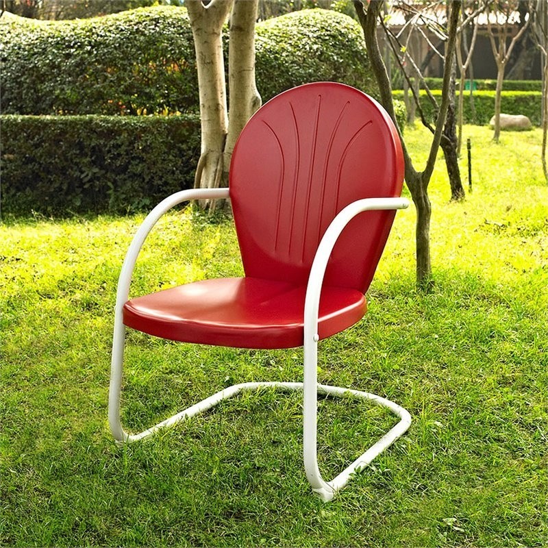 Crosley griffith metal patio chair in red co1001a re