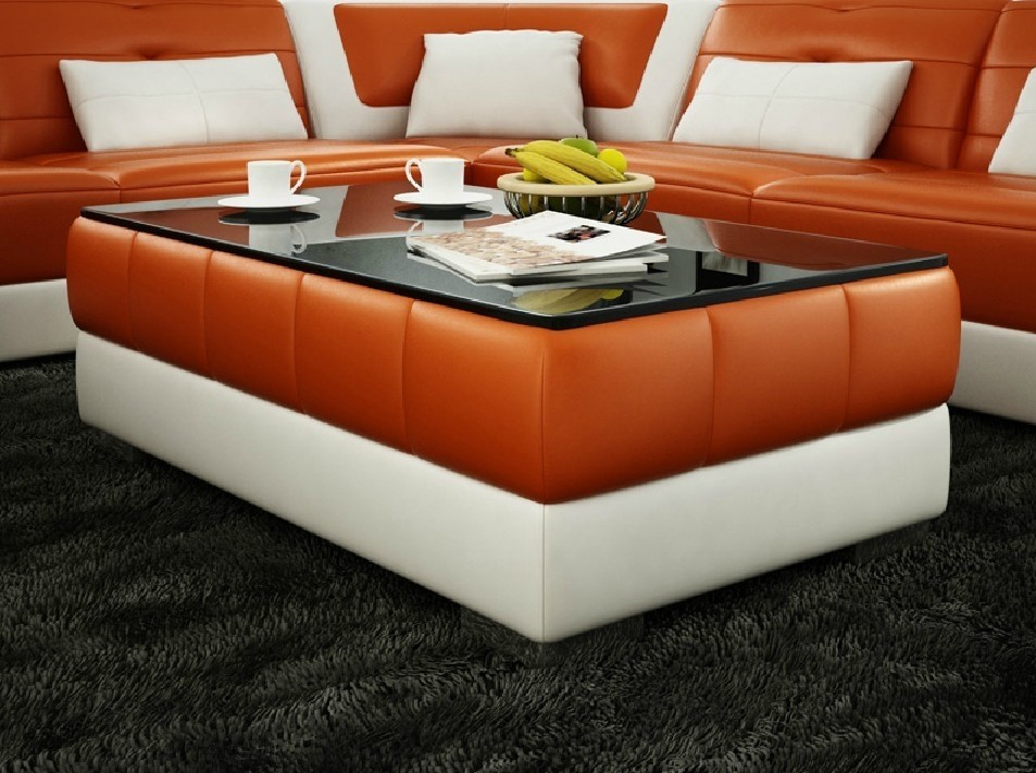 Divani casa ev28 modern orange and white bonded leather 1