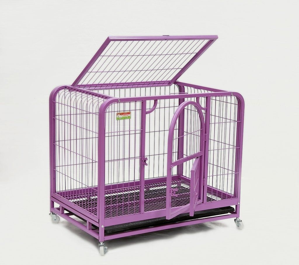 Dog crate with one door in purple dog crate pet
