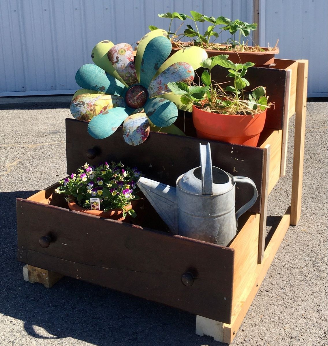Ed made this dresser drawer plant stand in 2020 plant