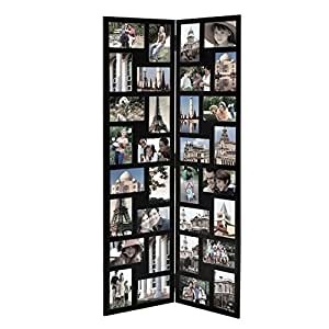 Elegan black wood folding screen collage