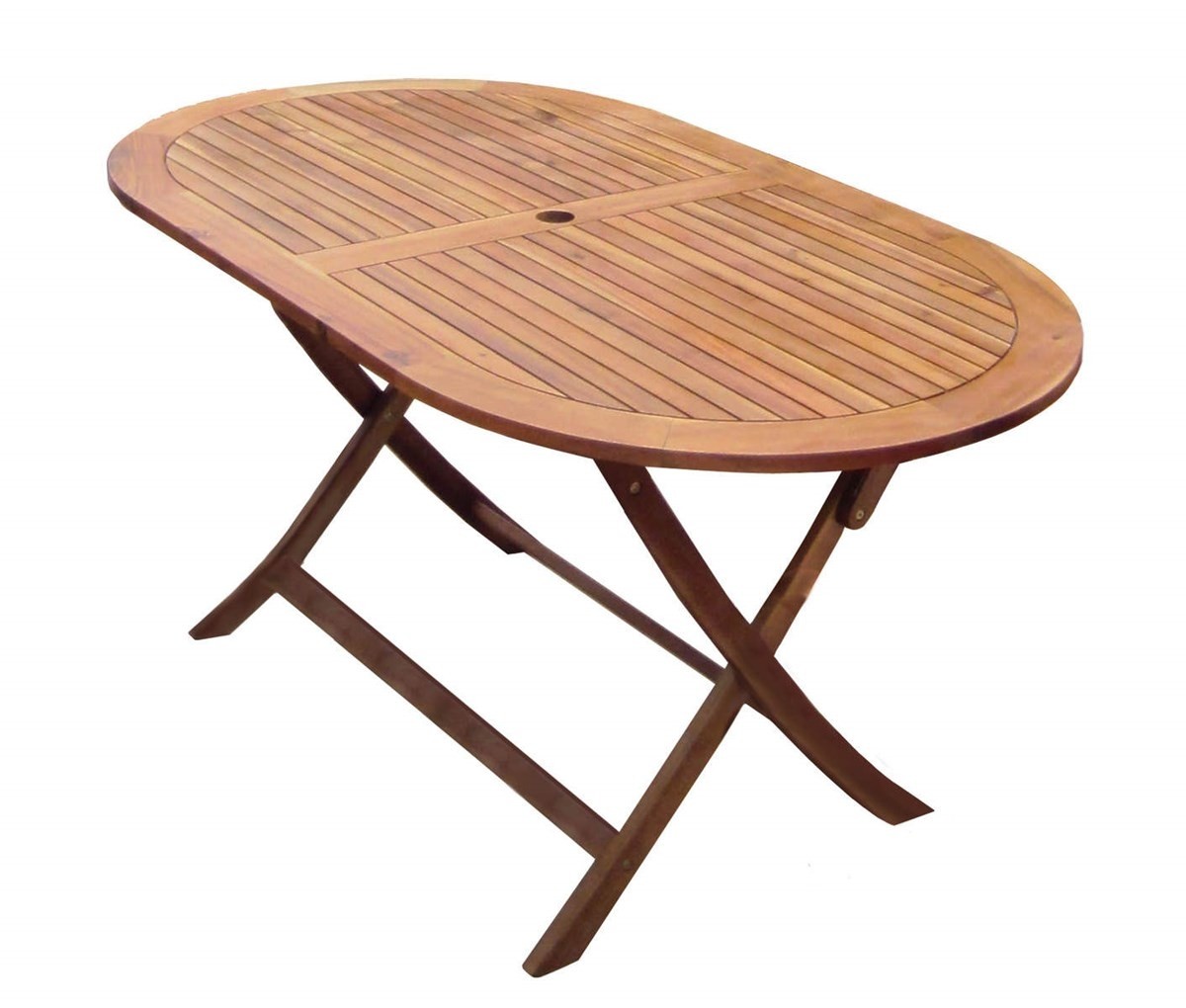 Folding wooden garden table oval