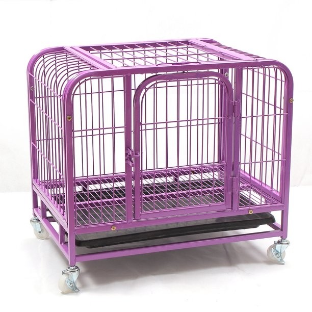 Heavy duty dog crate with wheels plastic tray small 31