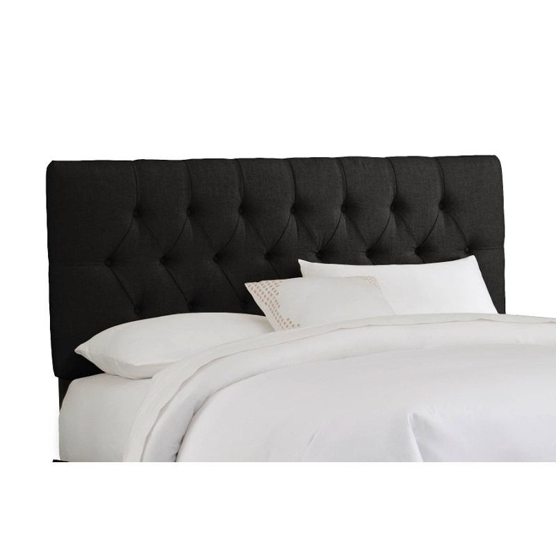 Linen black tufted full headboard rc willey furniture store