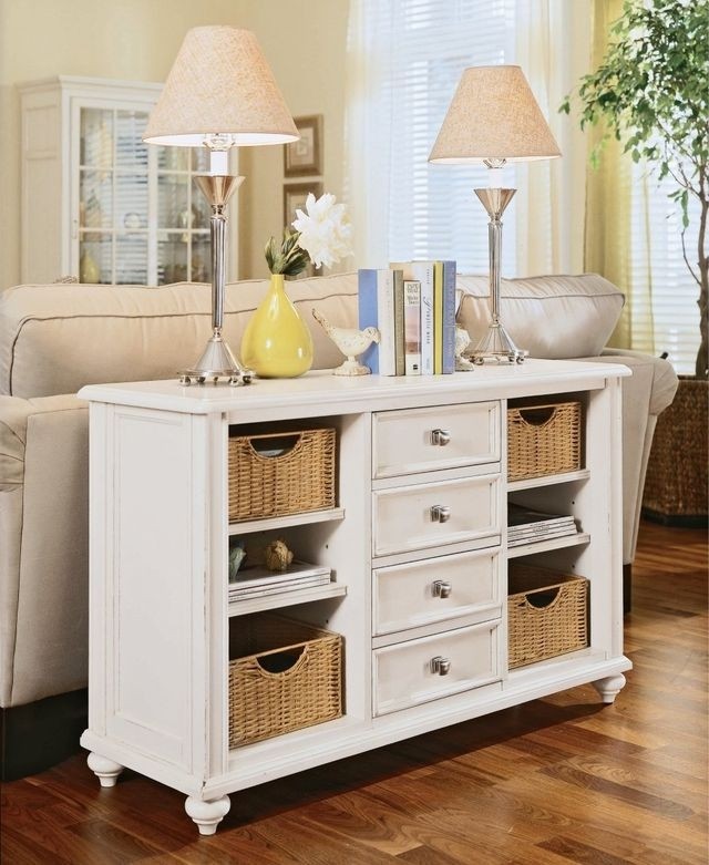 Living room decors with baskets sofa table with storage