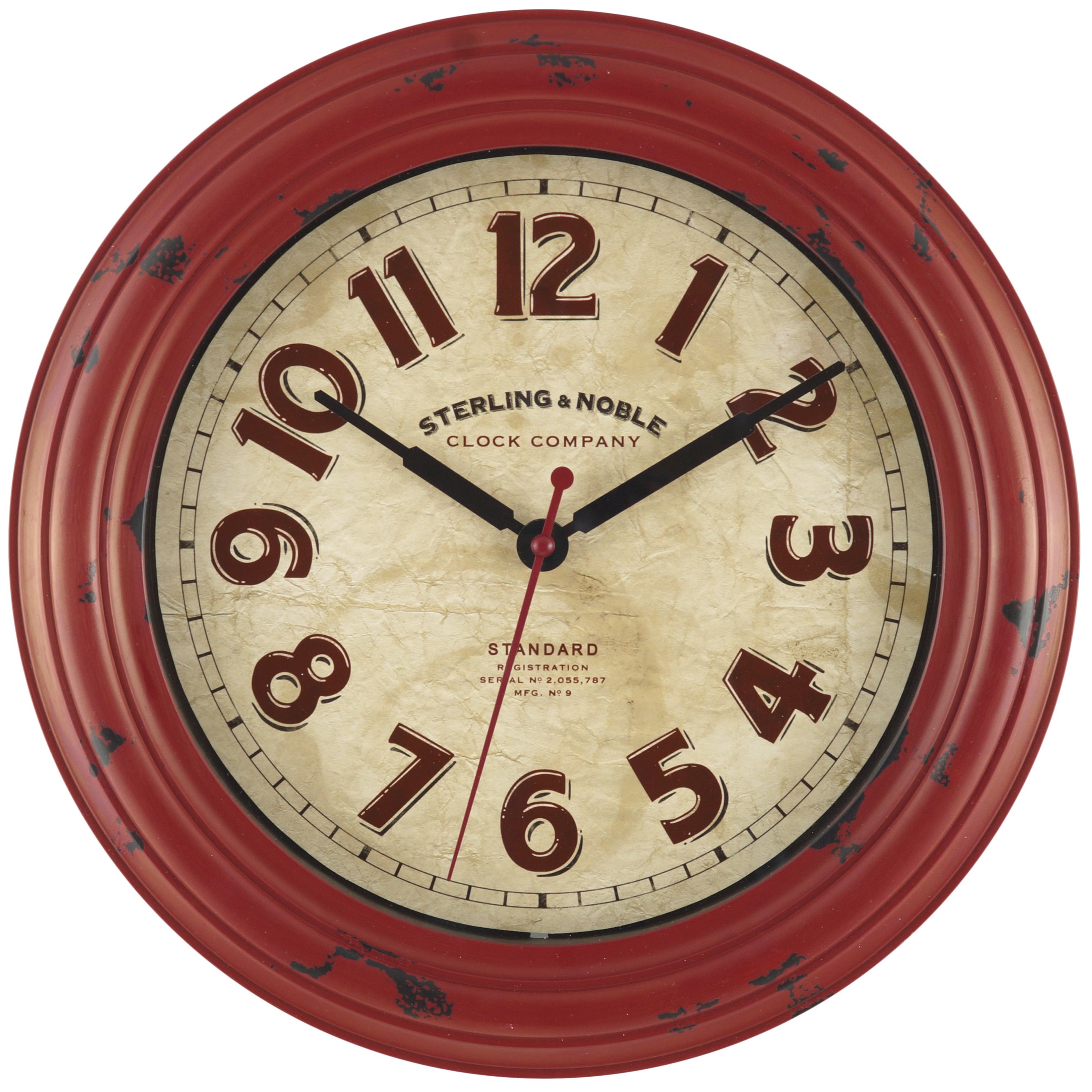 Mainstays plastic 11 5 rustic red wall clock walmart