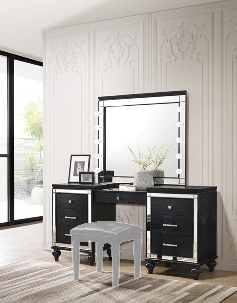 New classic furniture valentino black vanity desk with