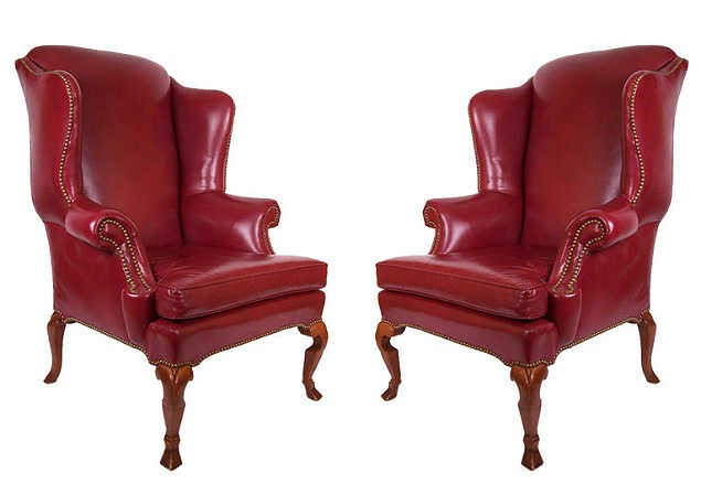 Noble dispatch archive red leather wingback chairs