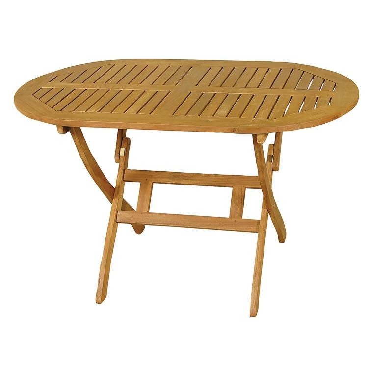 Oval folding table acacia wood 70x120 cm