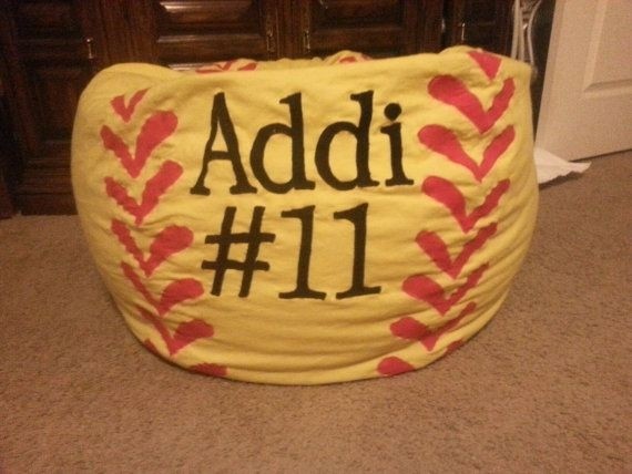 Personalized softball bean bag chair w liner and by