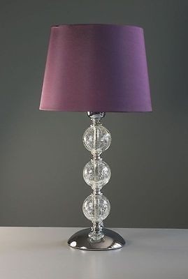 Plum purple bedside table lamp 3 crackle glass balls faux