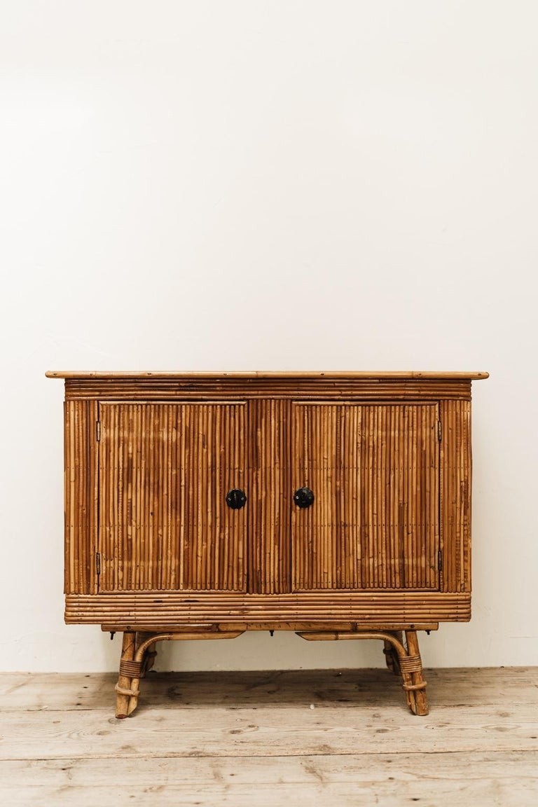 Small midcentury rattan cabinet for sale at 1stdibs