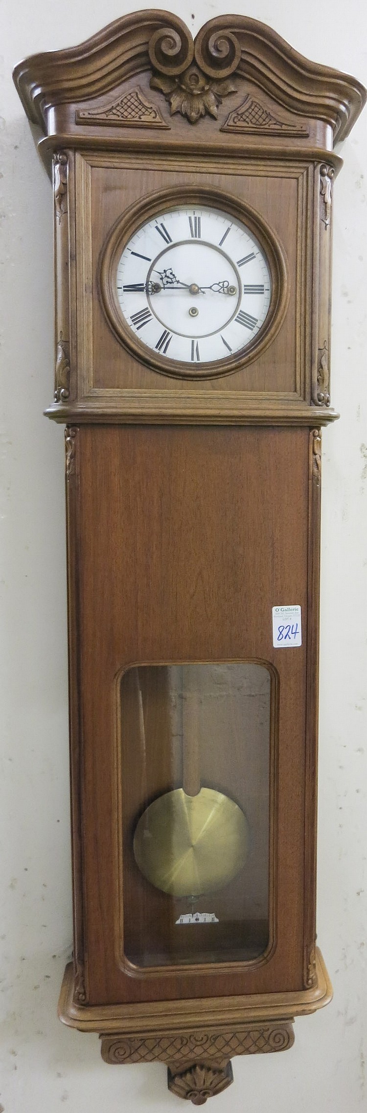 Sold price three weight long case wall clock vienna