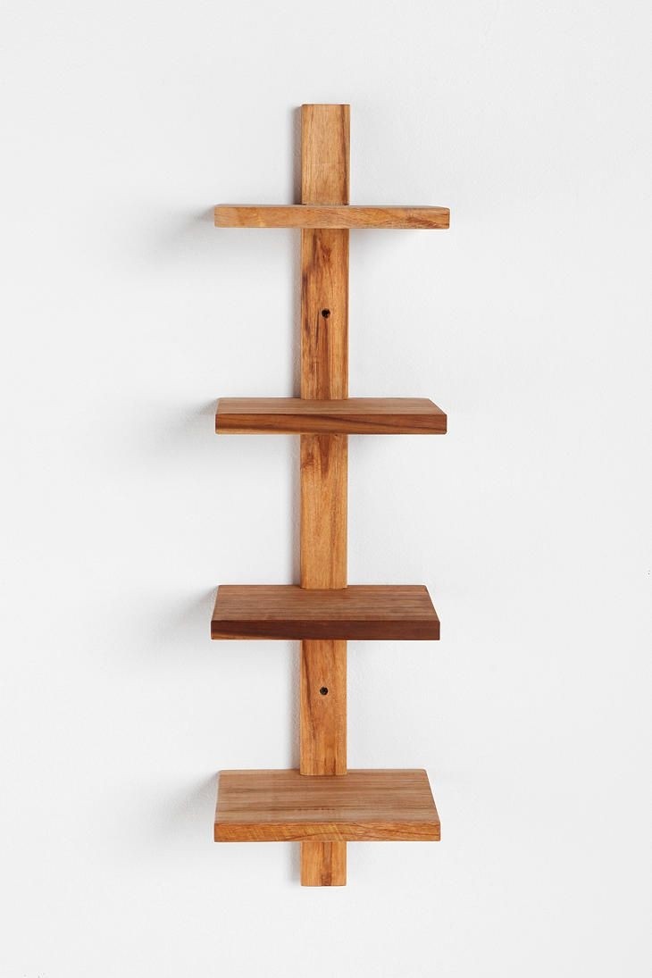 Teak spine small wall shelf with images small wall