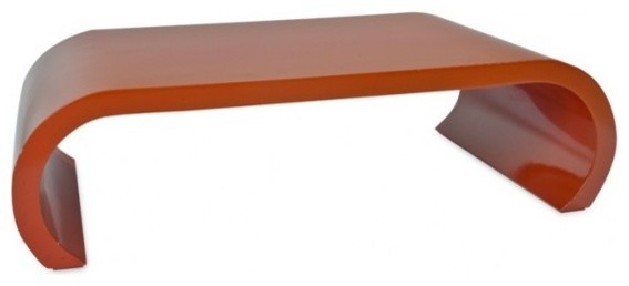 Vintage orange lacquer cocktail table eclectic coffee