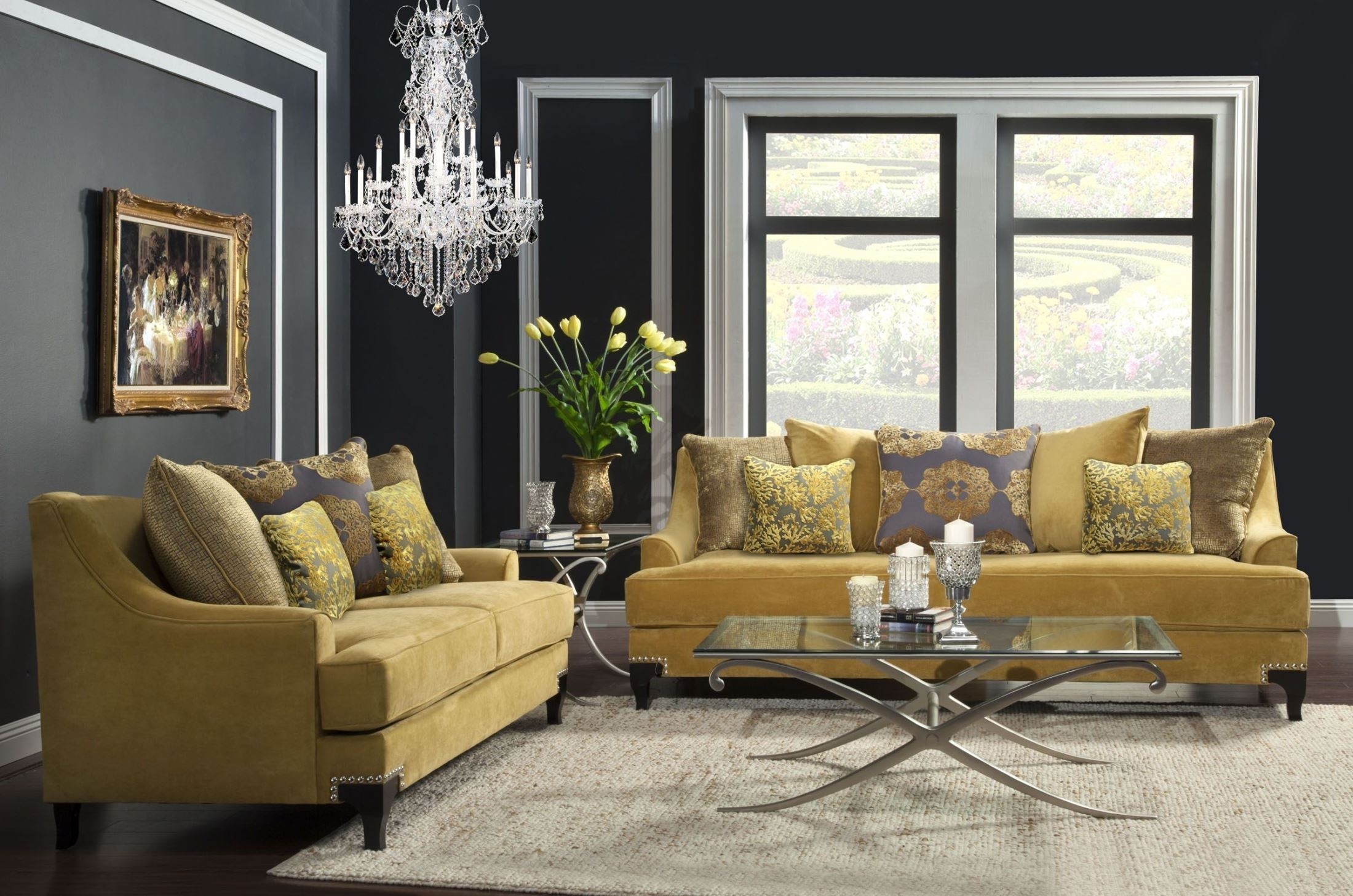 Viscontti gold living room set from furniture of america 1