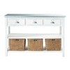 White console table with 3 drawers 3 baskets maisons du