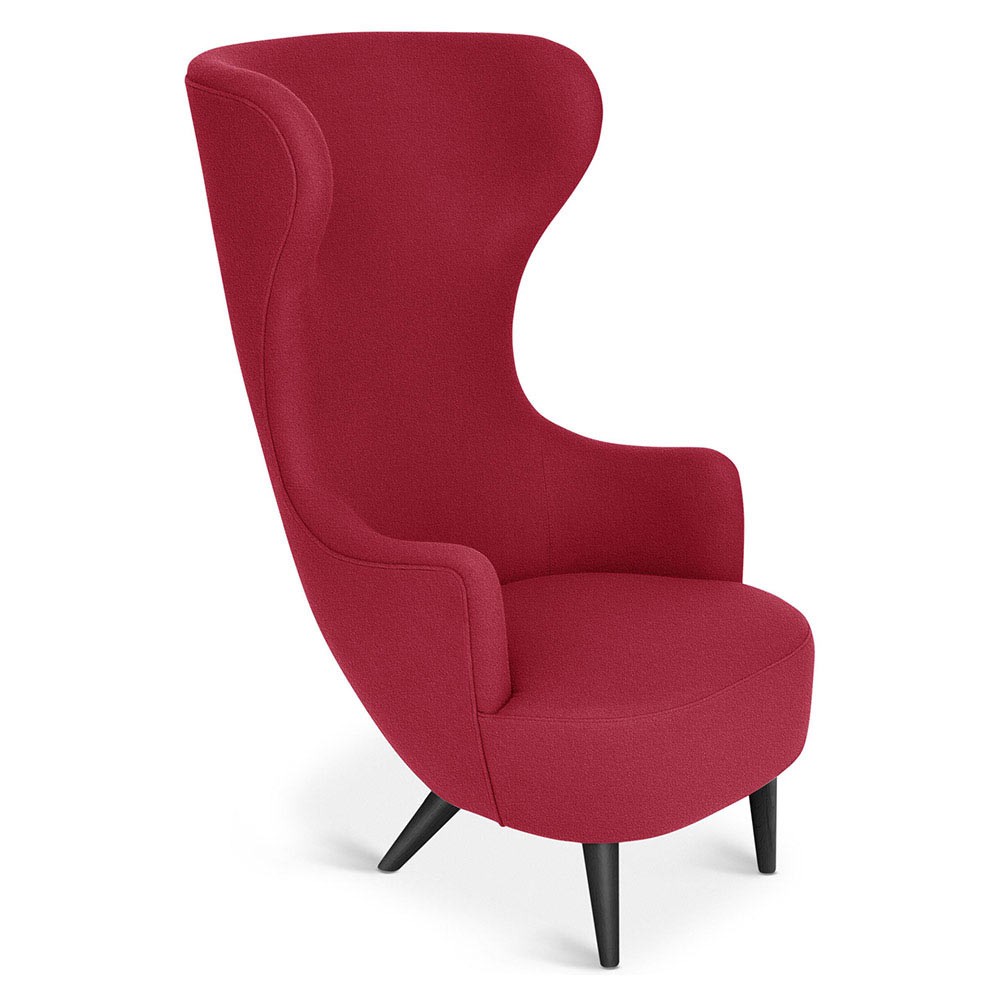 Wingback chair red tonus 4 0609 black oak legs rouse