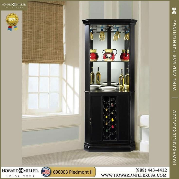 Worn black corner wine bar storage cabinet 690003 howard