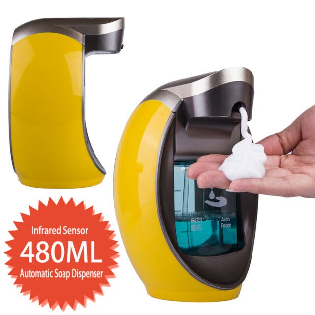 Yellow 480ml automatic sensor foam soap dispenser bathroom