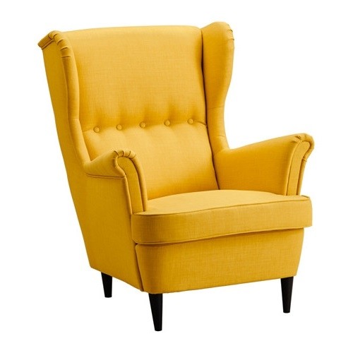 Yellow wingback armchair lolliprops event prop