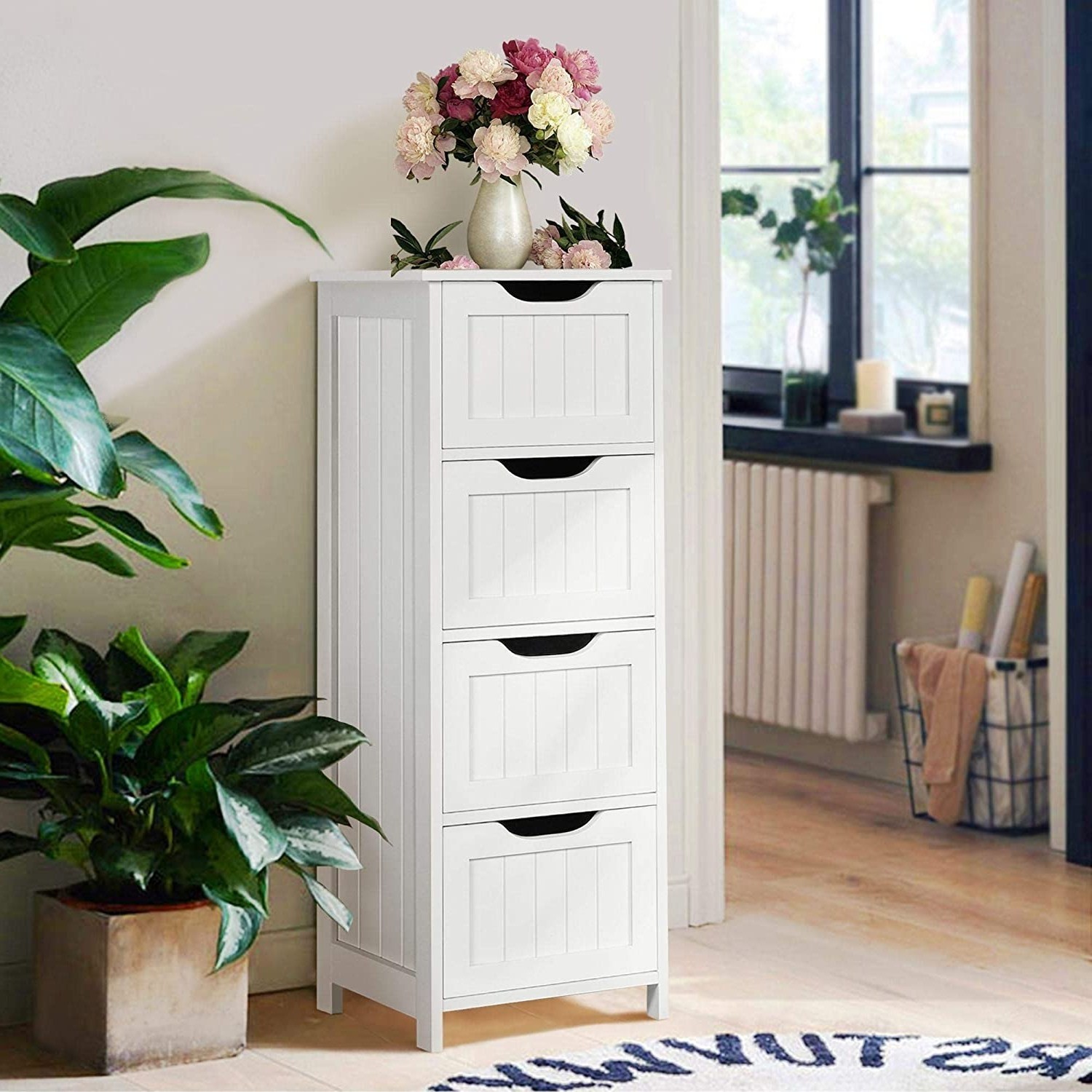Zimtown bathroom cabinet with 4 drawers free standing