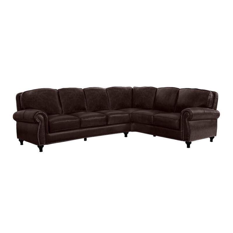 204” Wide Genuine Leather Symmetrical Corner Sectional