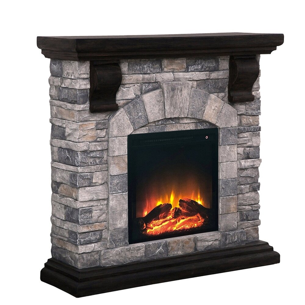 40” Freeing Electric Fireplace with Stone Mantel