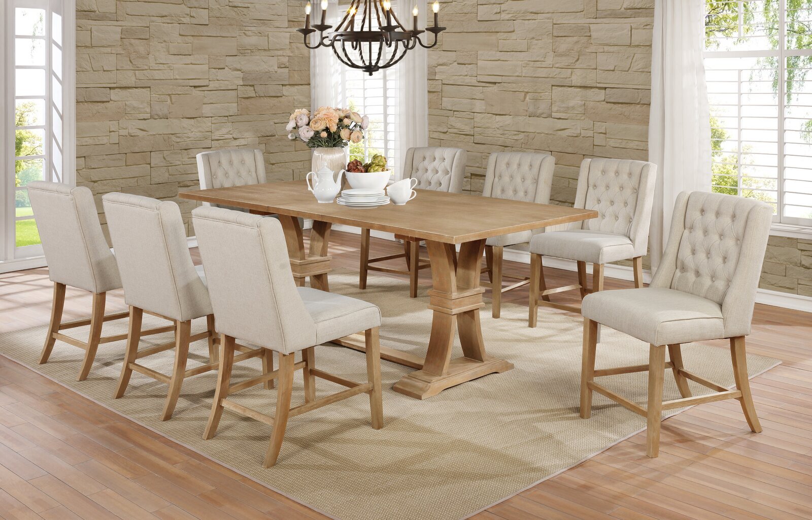 8 person farmhouse best sale dining table and chairs