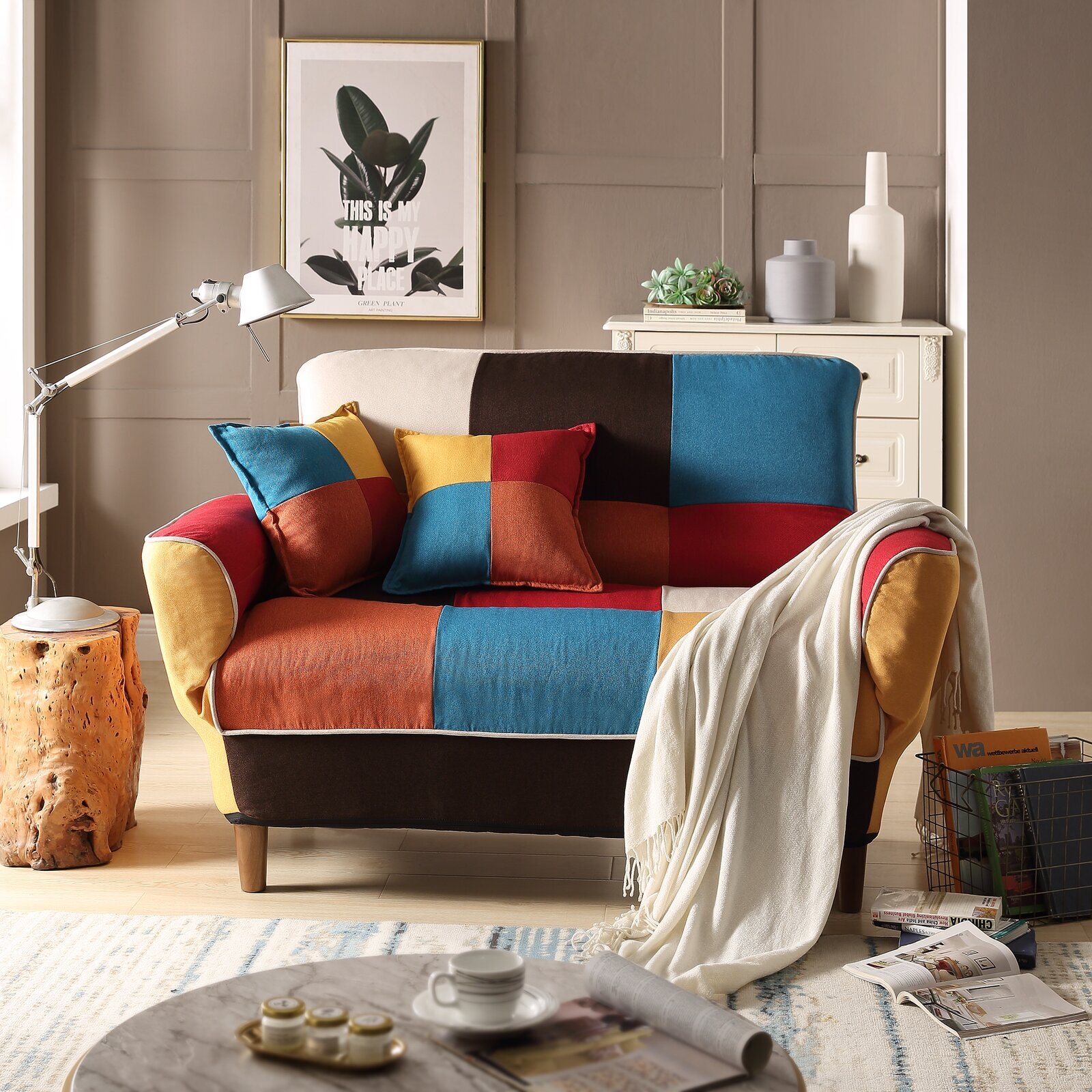 A bright, multicolored seating furniture