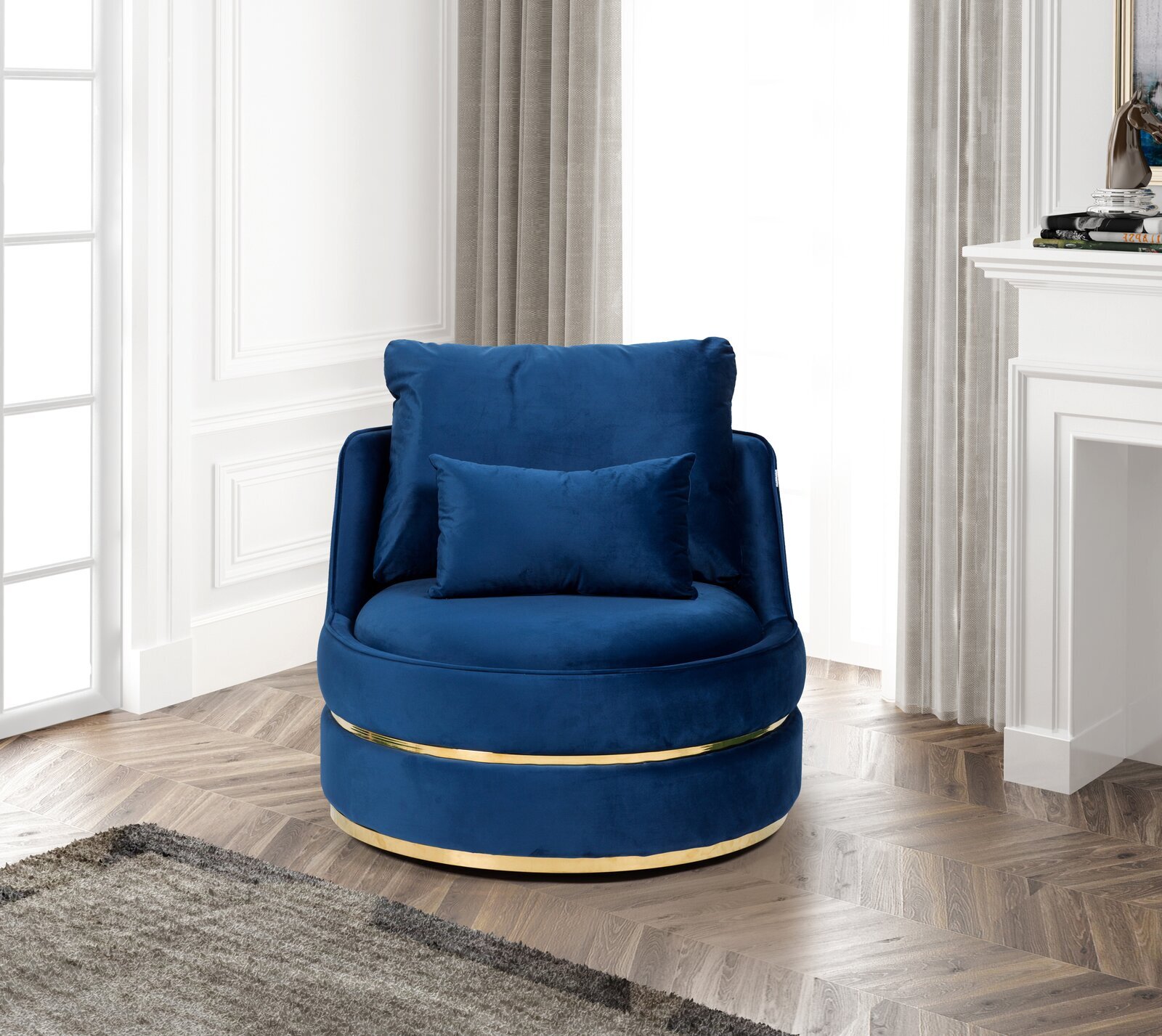 A gilded and glam large swivel chair