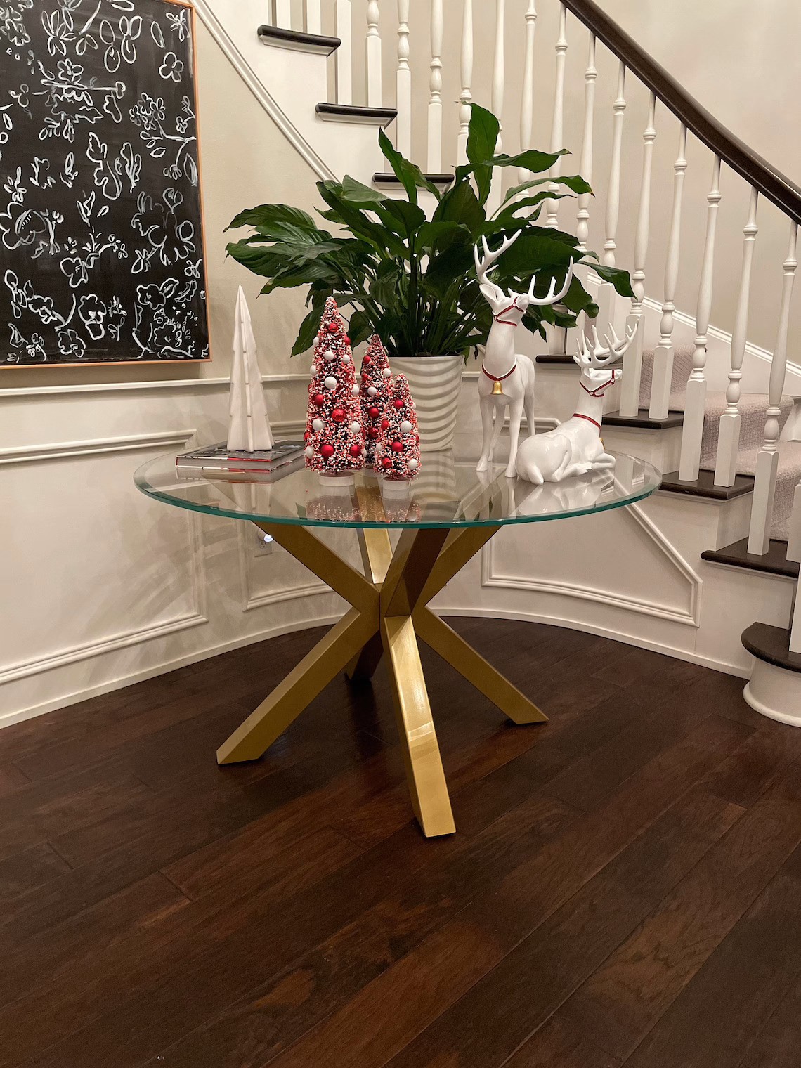 A gilded, glam dining table base