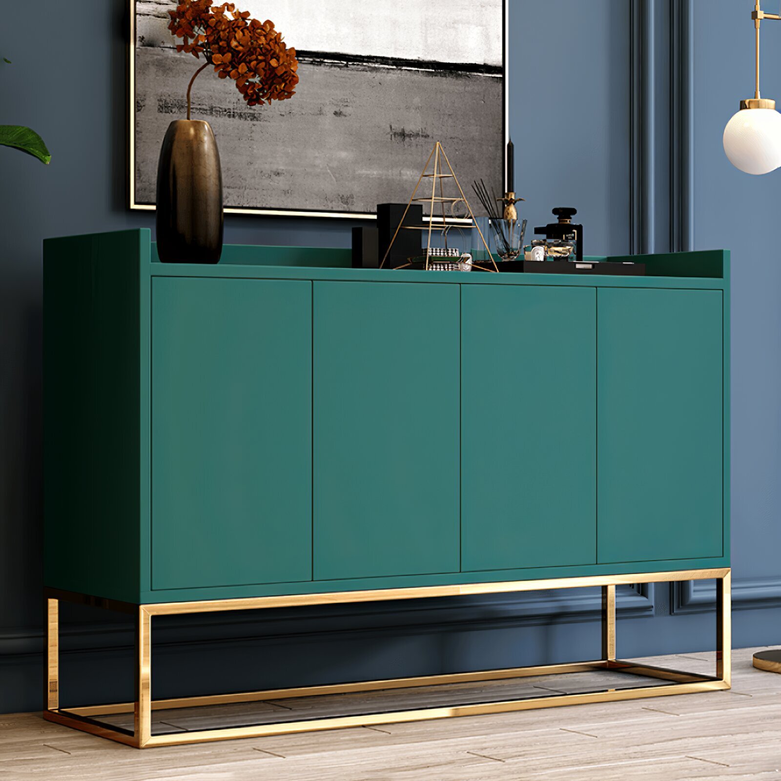A glammed up narrow sideboard that keeps it remarkably subtle 