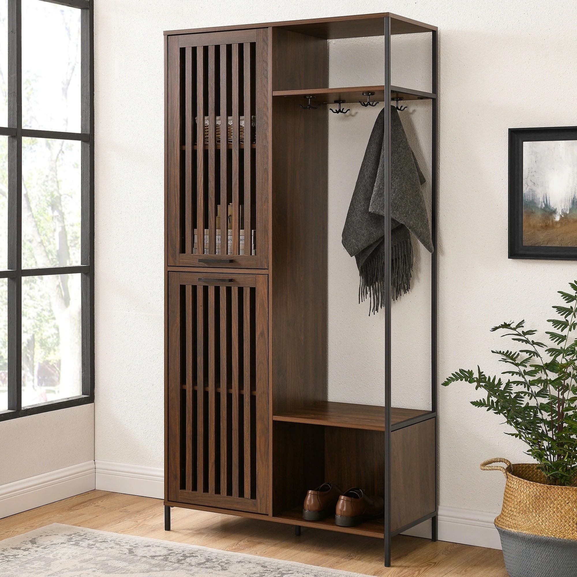 Coat and store shoe cabinet