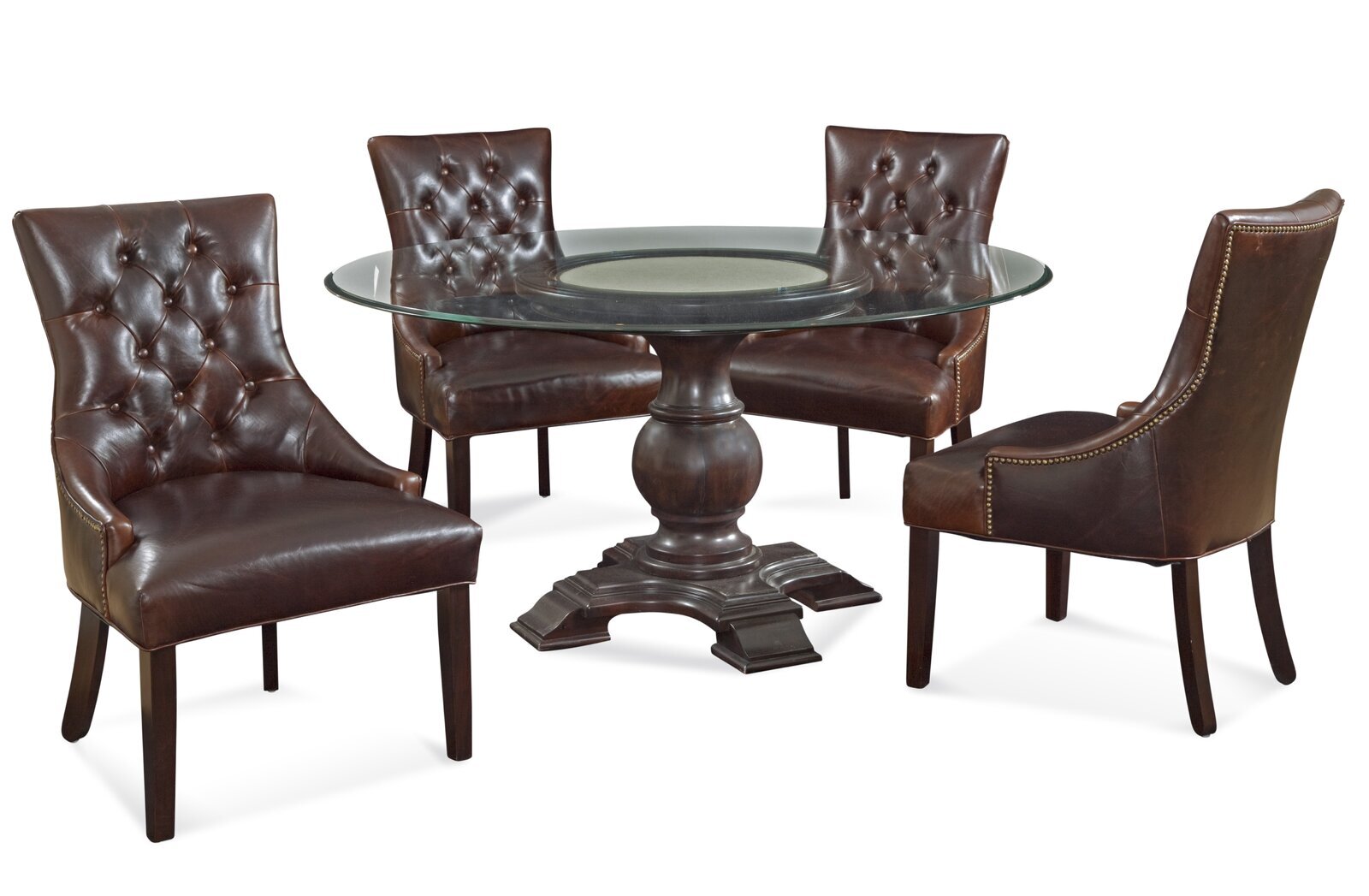 A poker inspired round glass dining set with traditional charm