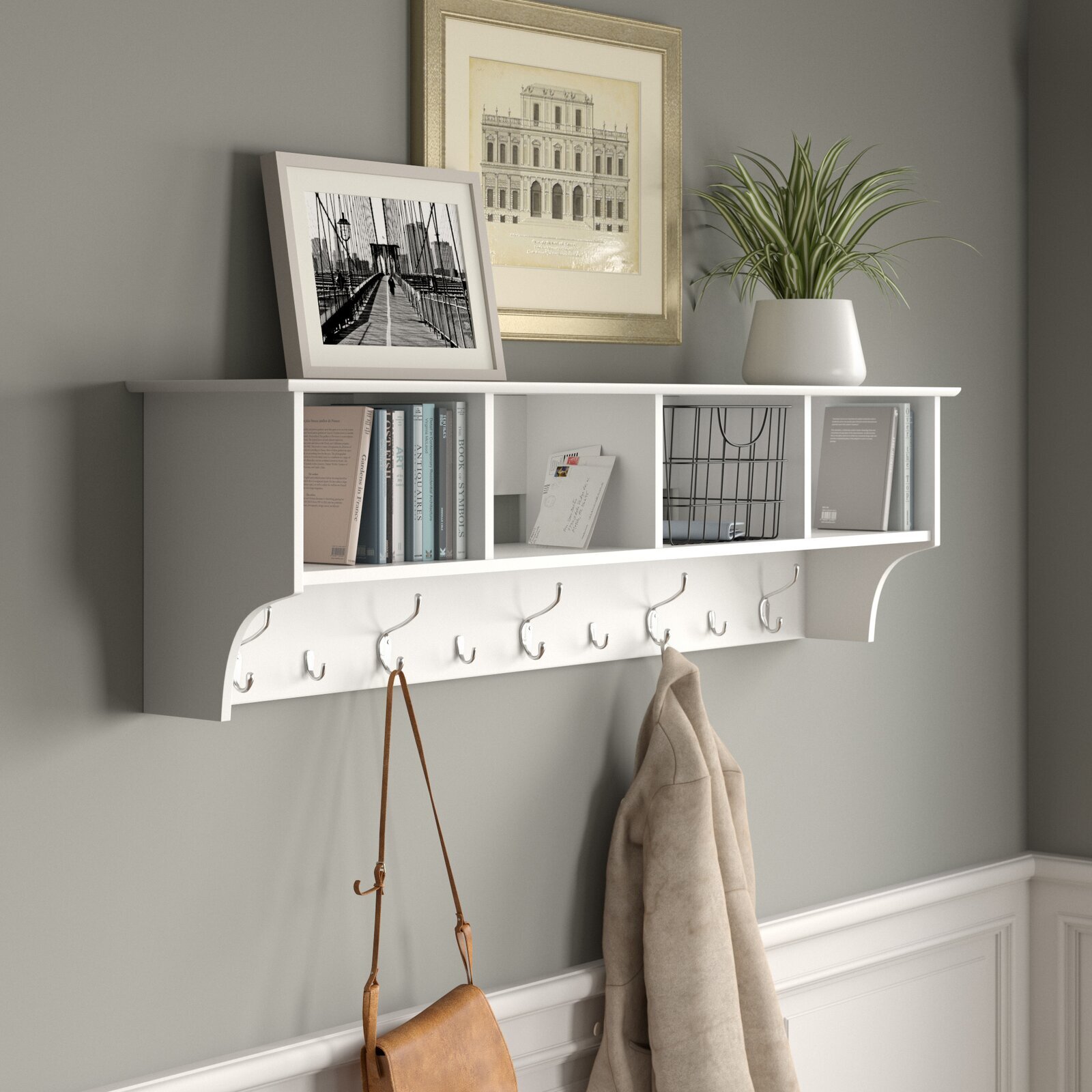 Industrial Entryway Metal Wall Mount Coat Rack With Hooks Hallway