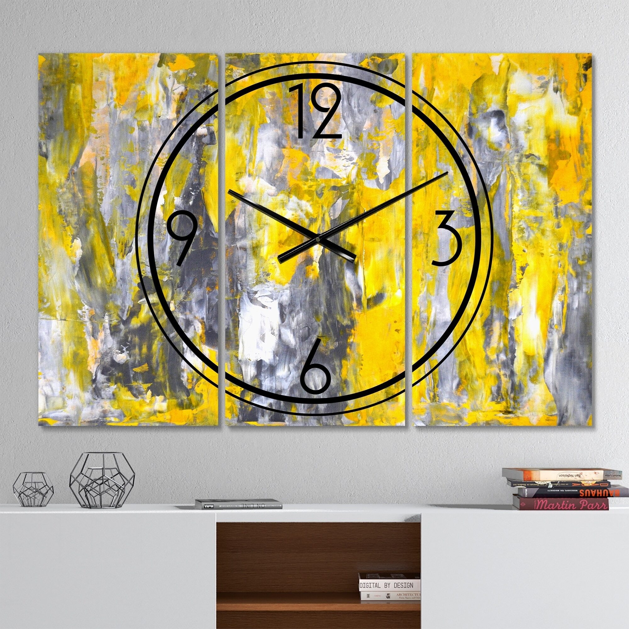 Abstract Triptych Kitchen Wall Clock