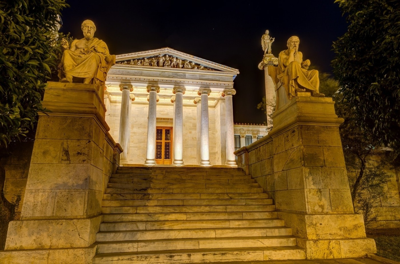 Academy of Athens at night