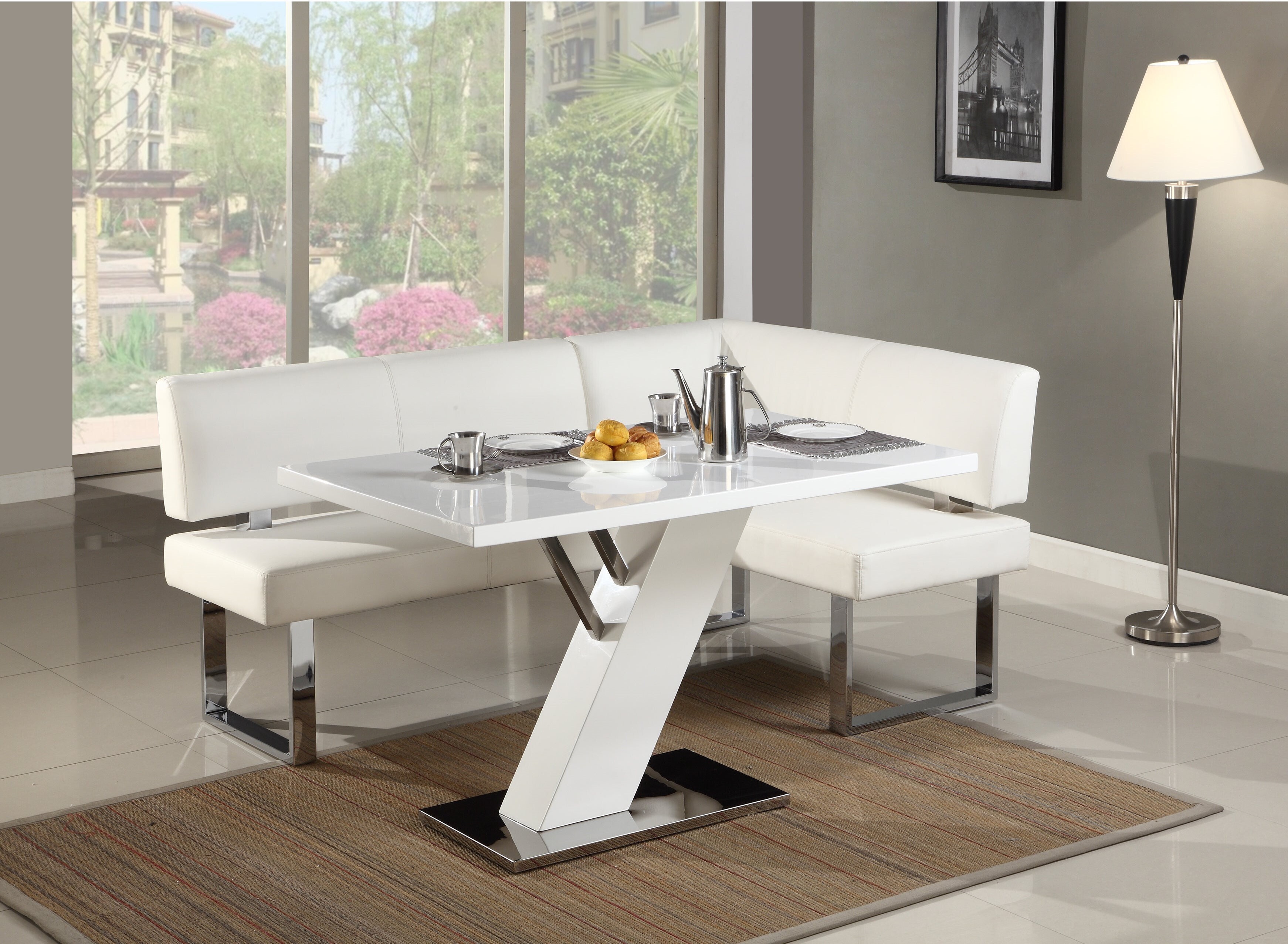 Accent Pedestal Dining Table With Stainless Steel Top