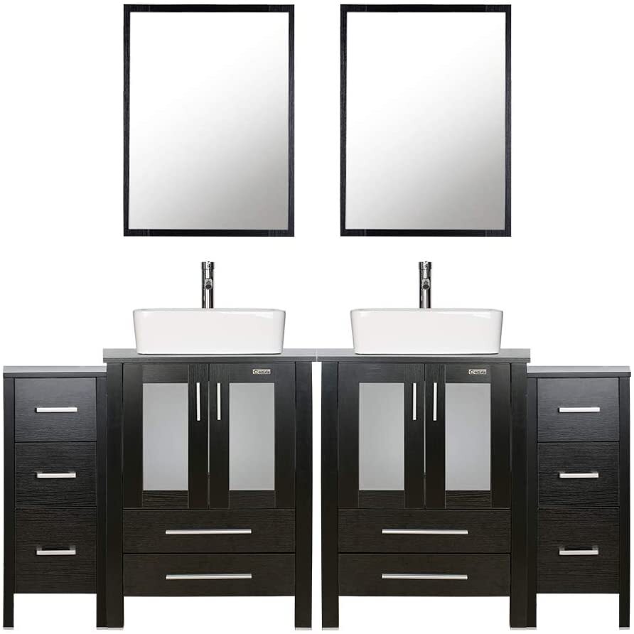 Double Sink Vanities with Makeup Area - Foter