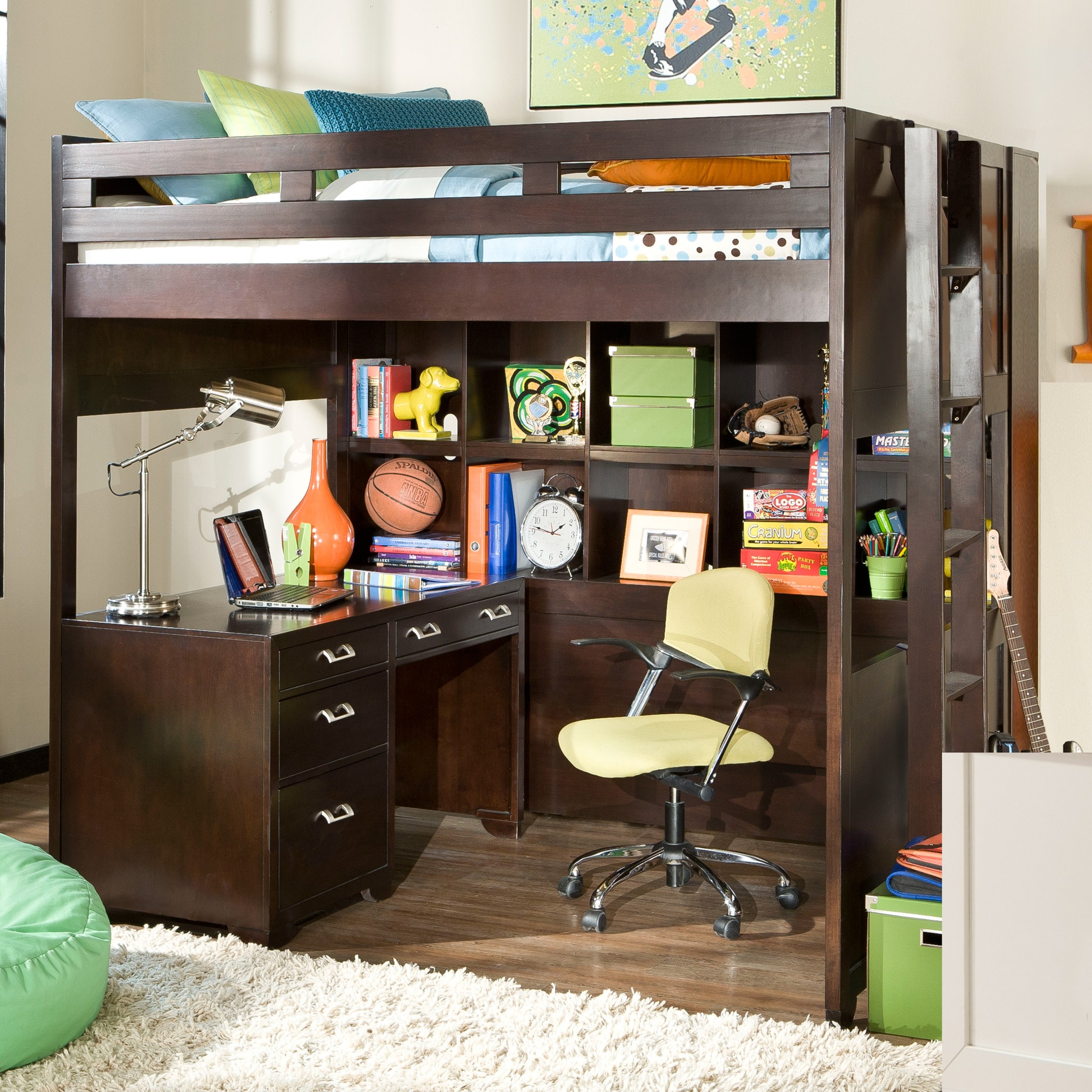 American woodcrafters smart solutions study loft bed