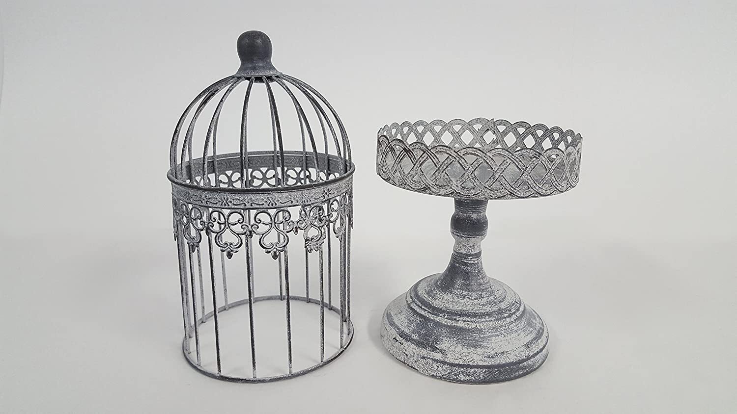 Antique Small Iron Bird Cage on Stand