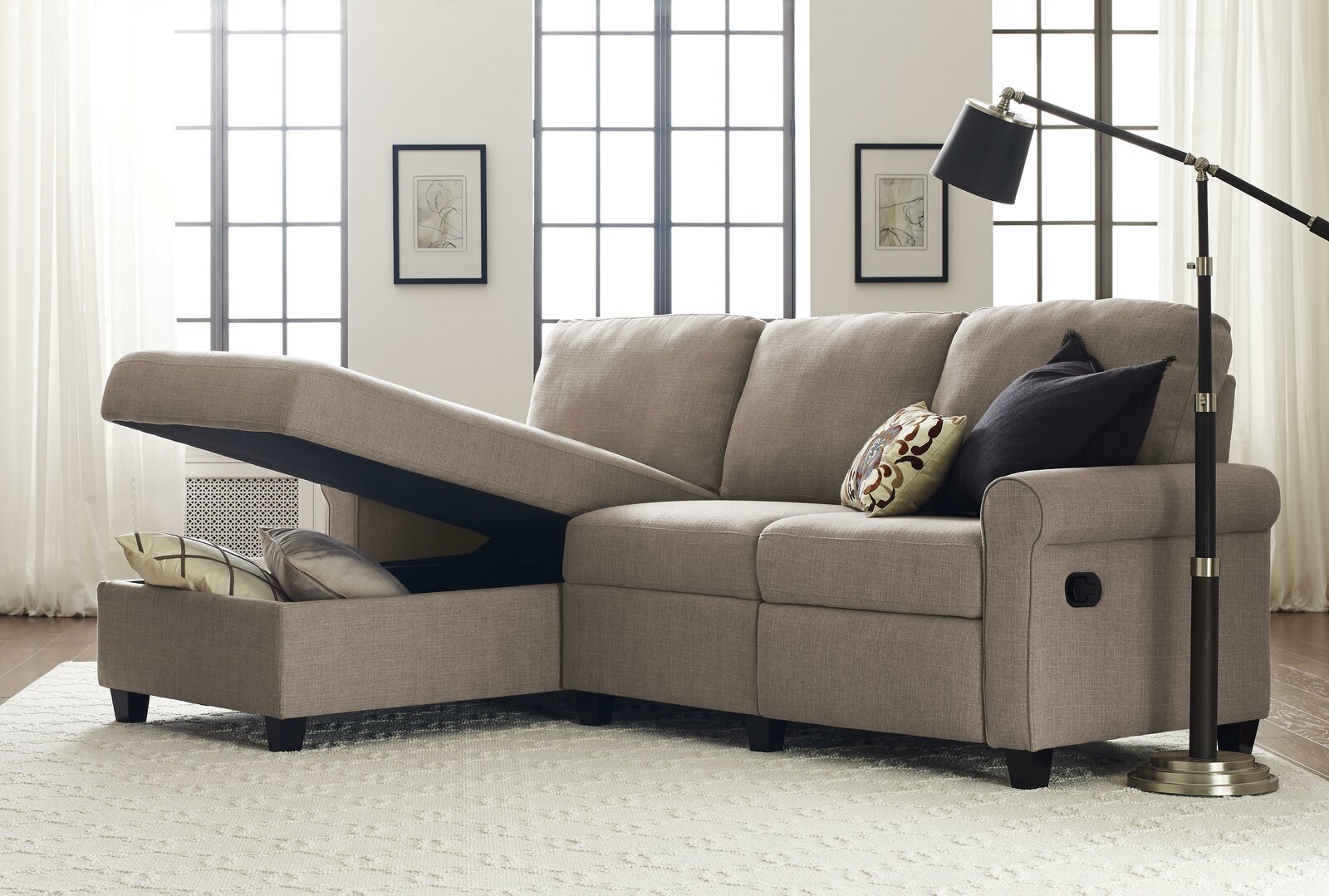 Apartment Size Reclining Sectional With Sofa and Chaise