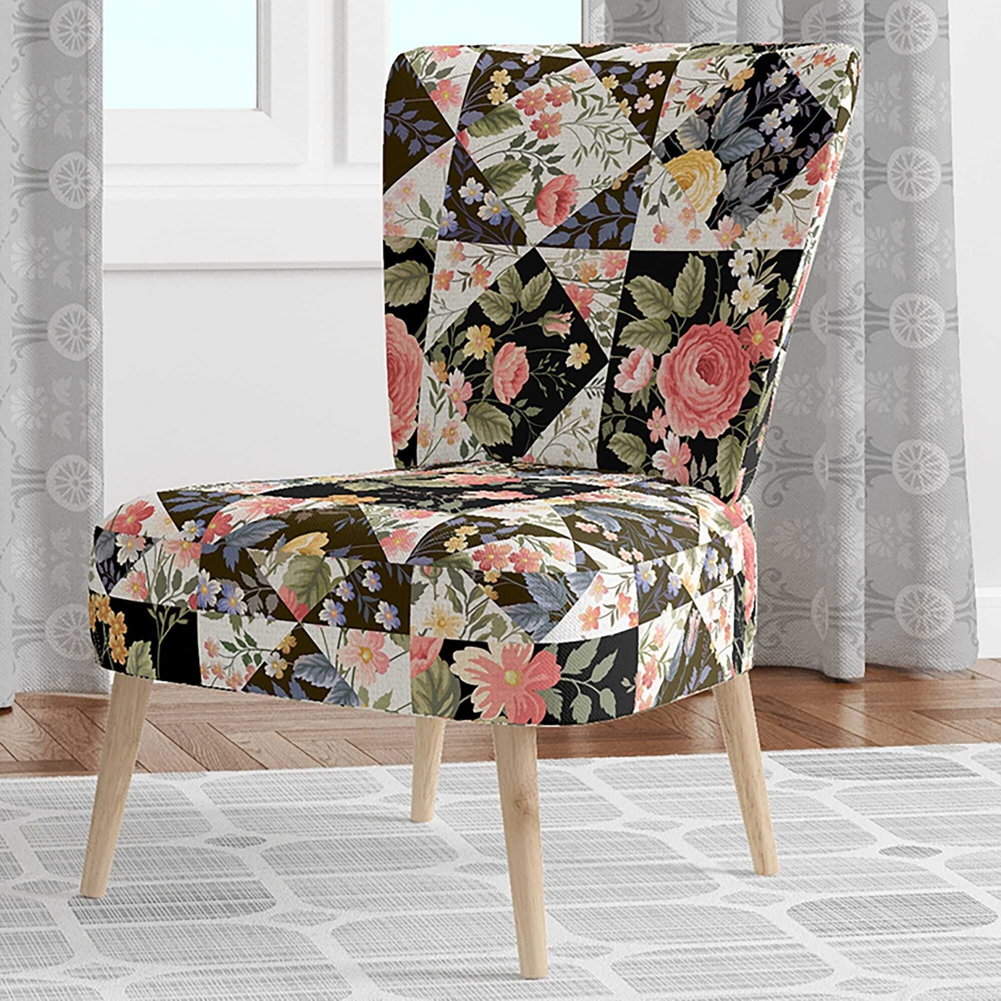 Armless Patchwork Wingback Chair