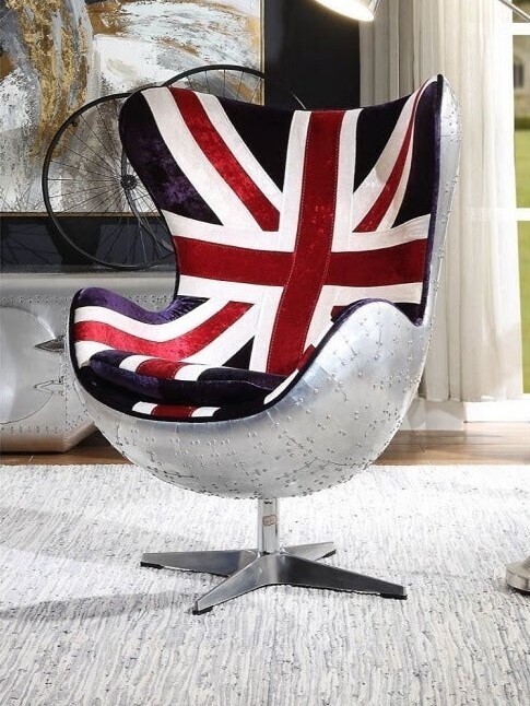 Balloon shaped Aluminum Upholstered Patchwork Accent Chair