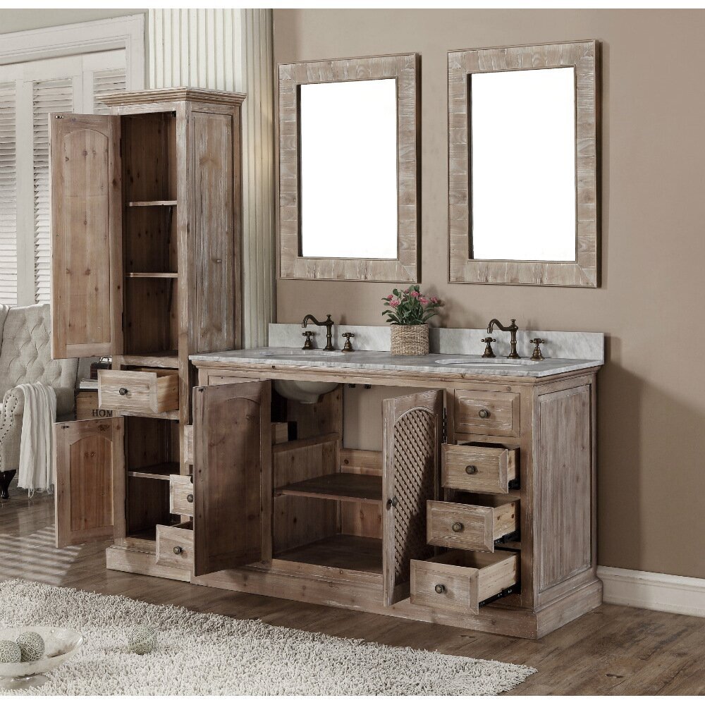 Bathroom vanity with linen tower combo