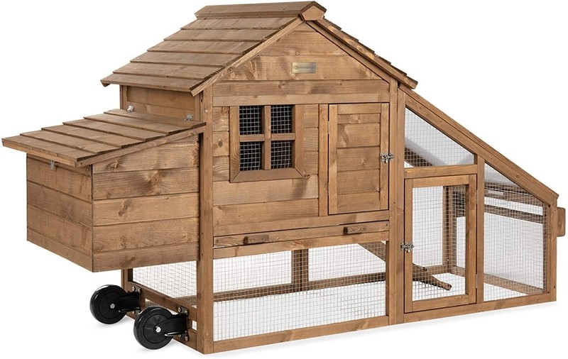 Best Choice Products 70in Mobile Fir Wood Chicken Coop