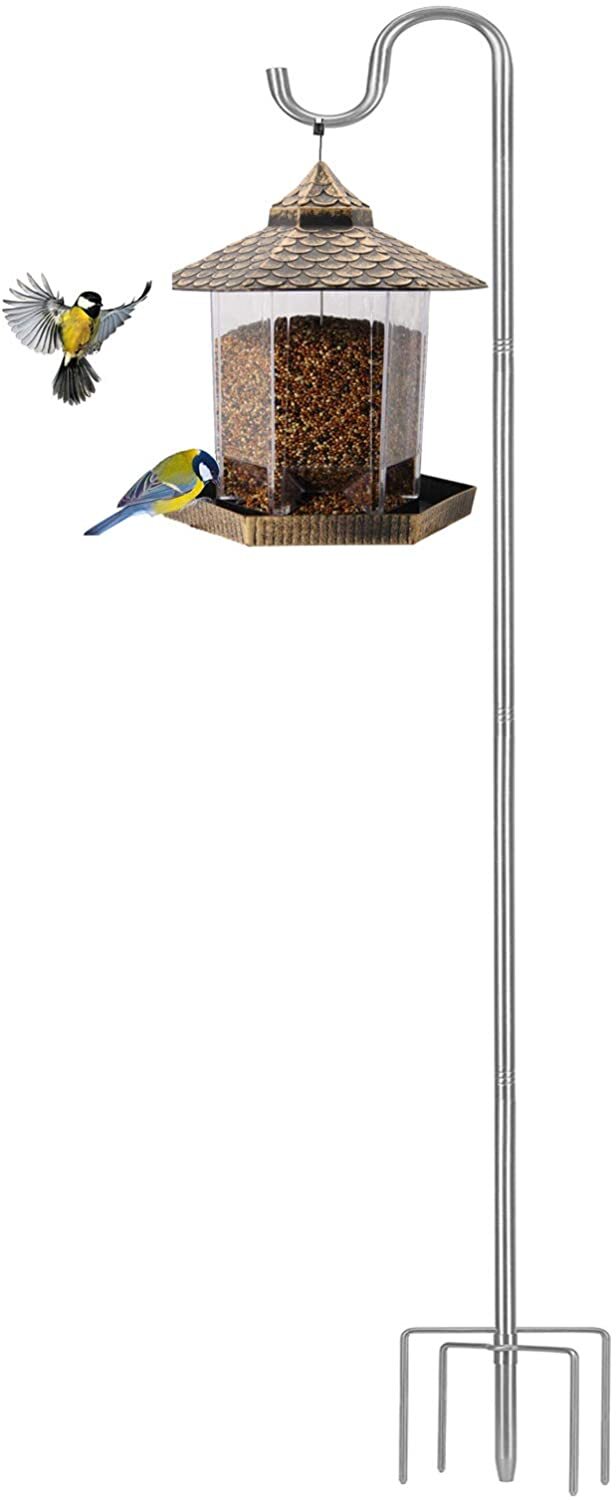 Bird feeder stand in a lighter finish